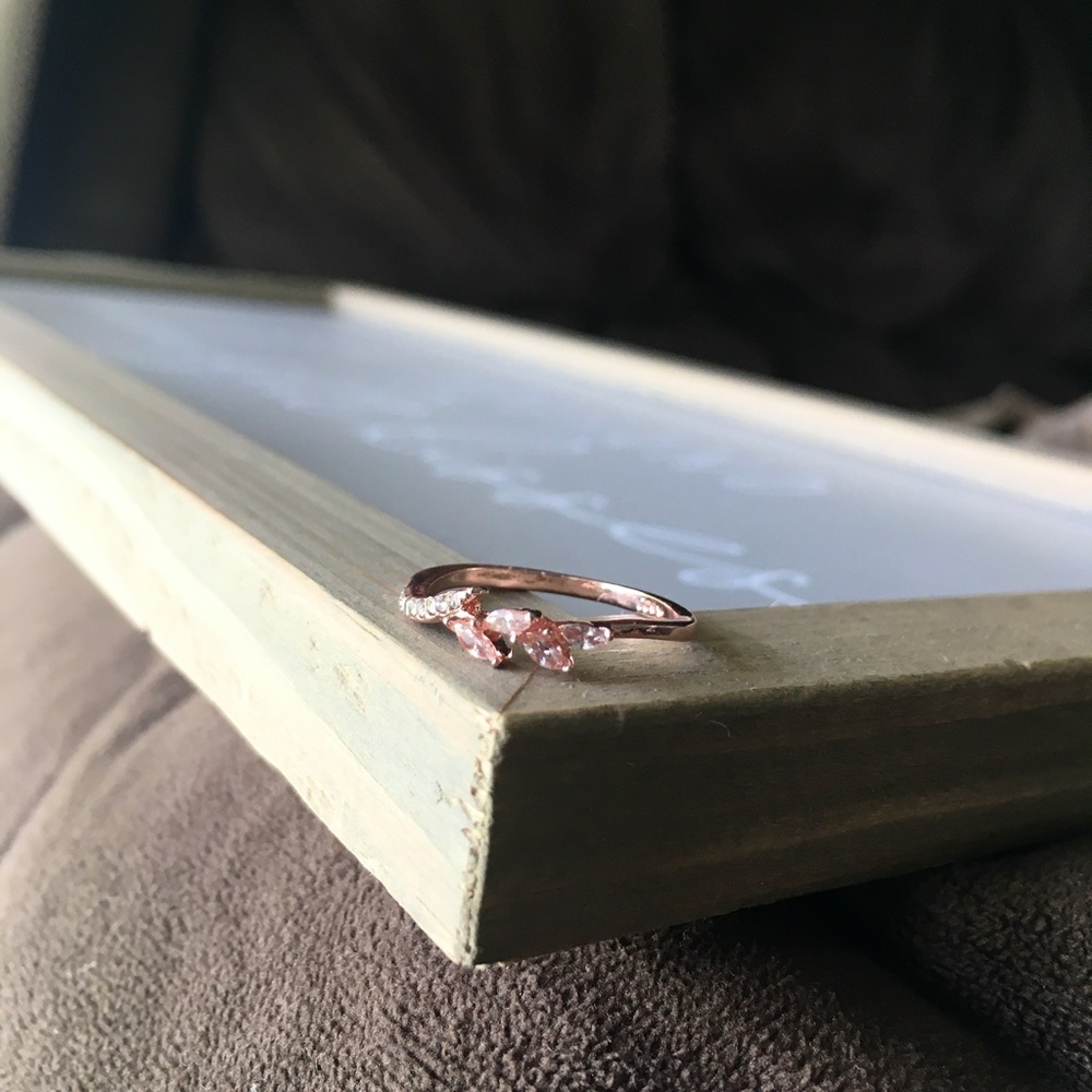 Rose Gold Simulated Diamond Ring - Picture 5 of 6